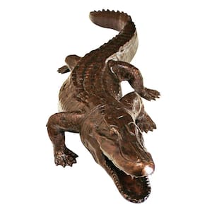 6 in. H Cast Bronze Prowling Alligator Garden Statue