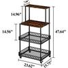 Flynama 4-storey Kitchen Storage Rack Vertical Microwave Oven Rack with Wheels for Kitchens Restaurants in Black