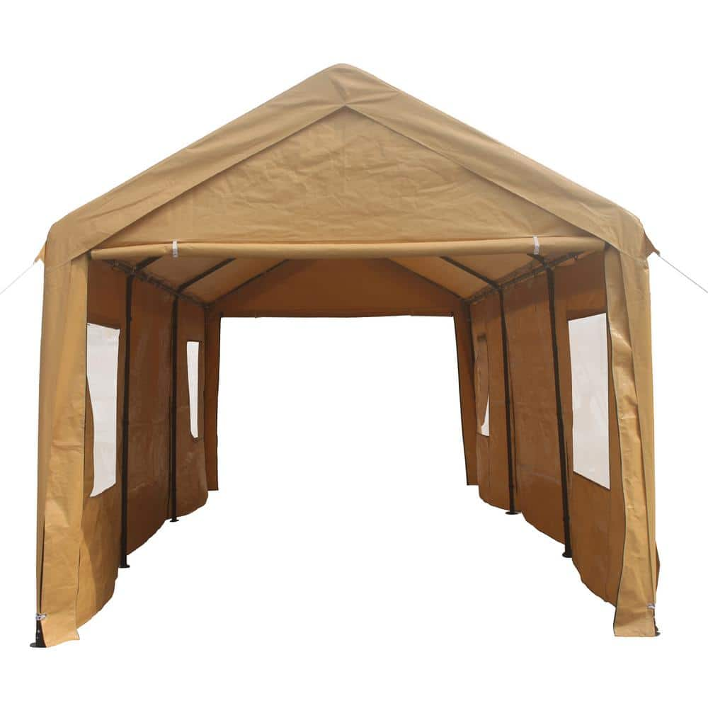 20 ft. W x 20 ft. D x 9 ft. H Yellow Outdoor Heavy-Duty Carport, Car ...