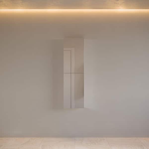 Senza 15 in. W x 52 in. H Rectangular Anodized Aluminum Medicine Cabinet with Mirror - Recessed or Surface-Mount