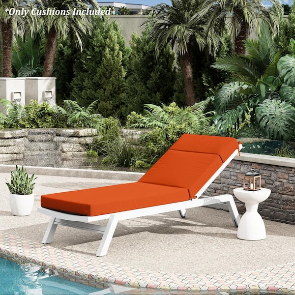 80 in. x 26 in. x 4 in. Outdoor Water-Resistant Replacement Chaise Lounge Seat Cushion Orange