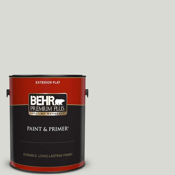 BEHR PREMIUM PLUS 1 gal. #ICC-23 Silver Tradition Flat Exterior Paint & Primer