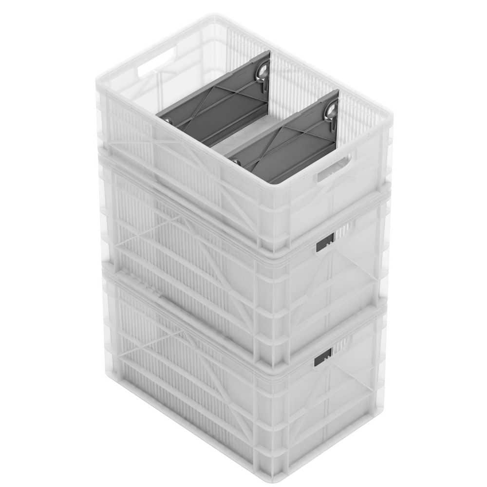 Crate Basic Pack 2 Full-Size and 1 Half-Size Heavy Duty Stackable Storage Bins with Dividers Clear price history on PriceWatchPro