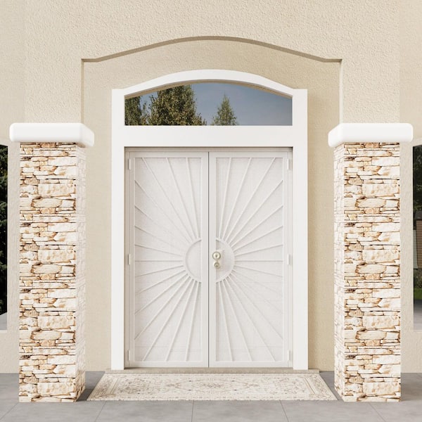 64 in. x 80 in. Universal/Reversible Hinging White Surface Mount Steel Security Door with Perforated Metal Screen