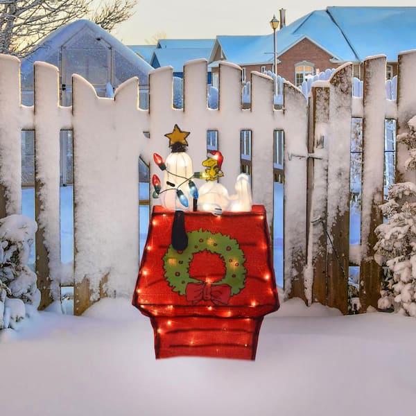 26 in. Tall Snoopy On Dog House Yard Art PW-56350 - The Home Depot