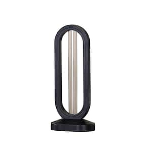 16 in. UV Sterilized Black Oval Table Lamp with Remote Control