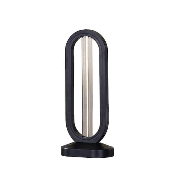 ORE International 16 in. UV Sterilized Black Oval Table Lamp with Remote Control