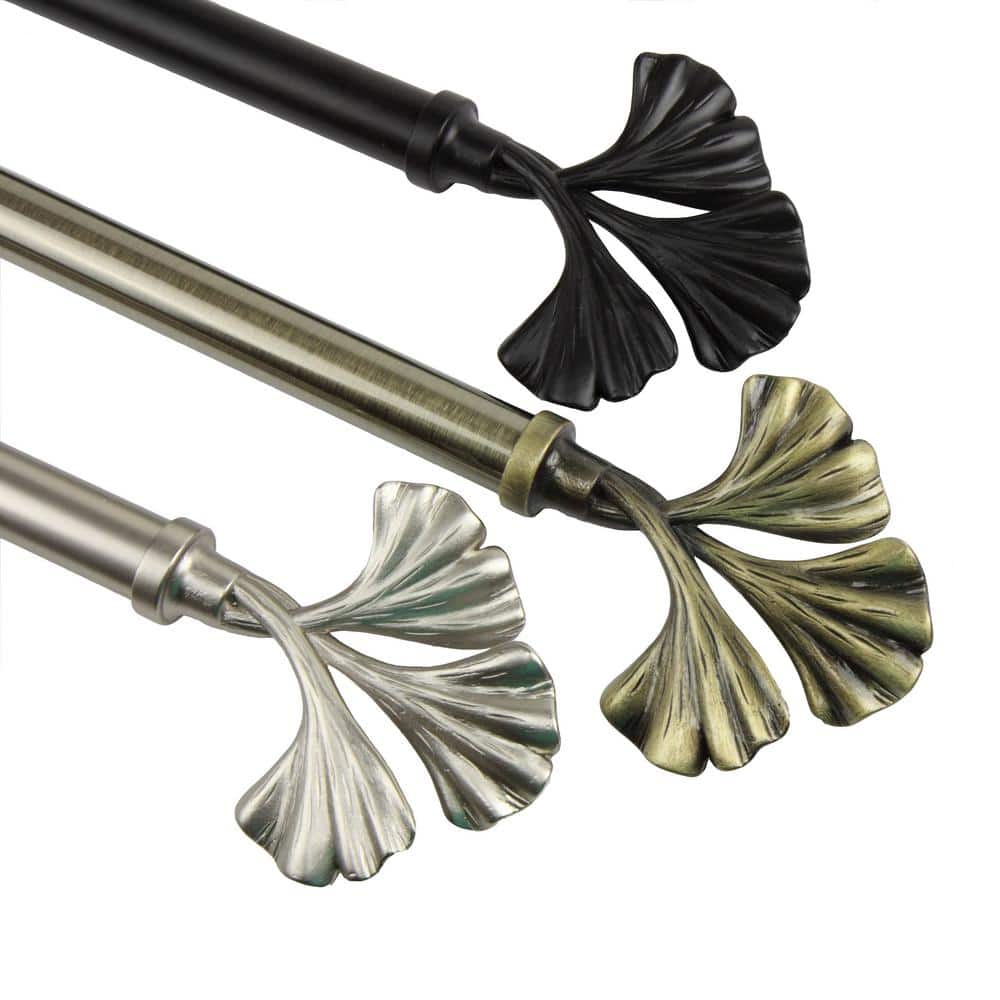 Leaf Metallo Outdoor Curtain Rod with Finials Adjustable Length Rod Set