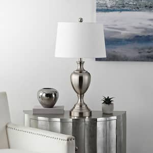 Poppy 28 in. Nickel Table Lamp with White Shade