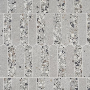 Bryant Fin Gray 7.87 in. x 15.74 in. Matte Porcelain Terrazzo Look Mosaic Floor and Wall Tile (0.86 Sq. Ft./Each)