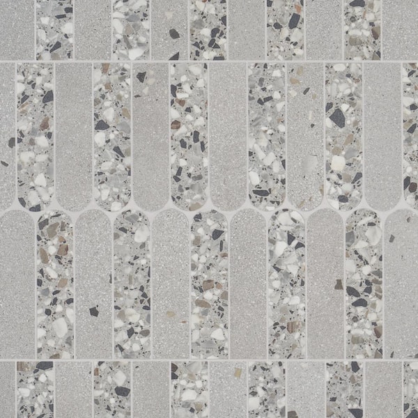 Ivy Hill Tile Bryant Fin Gray 7.87 in. x 15.74 in. Matte Porcelain Terrazzo Look Mosaic Floor and Wall Tile (0.86 Sq. Ft./Each)