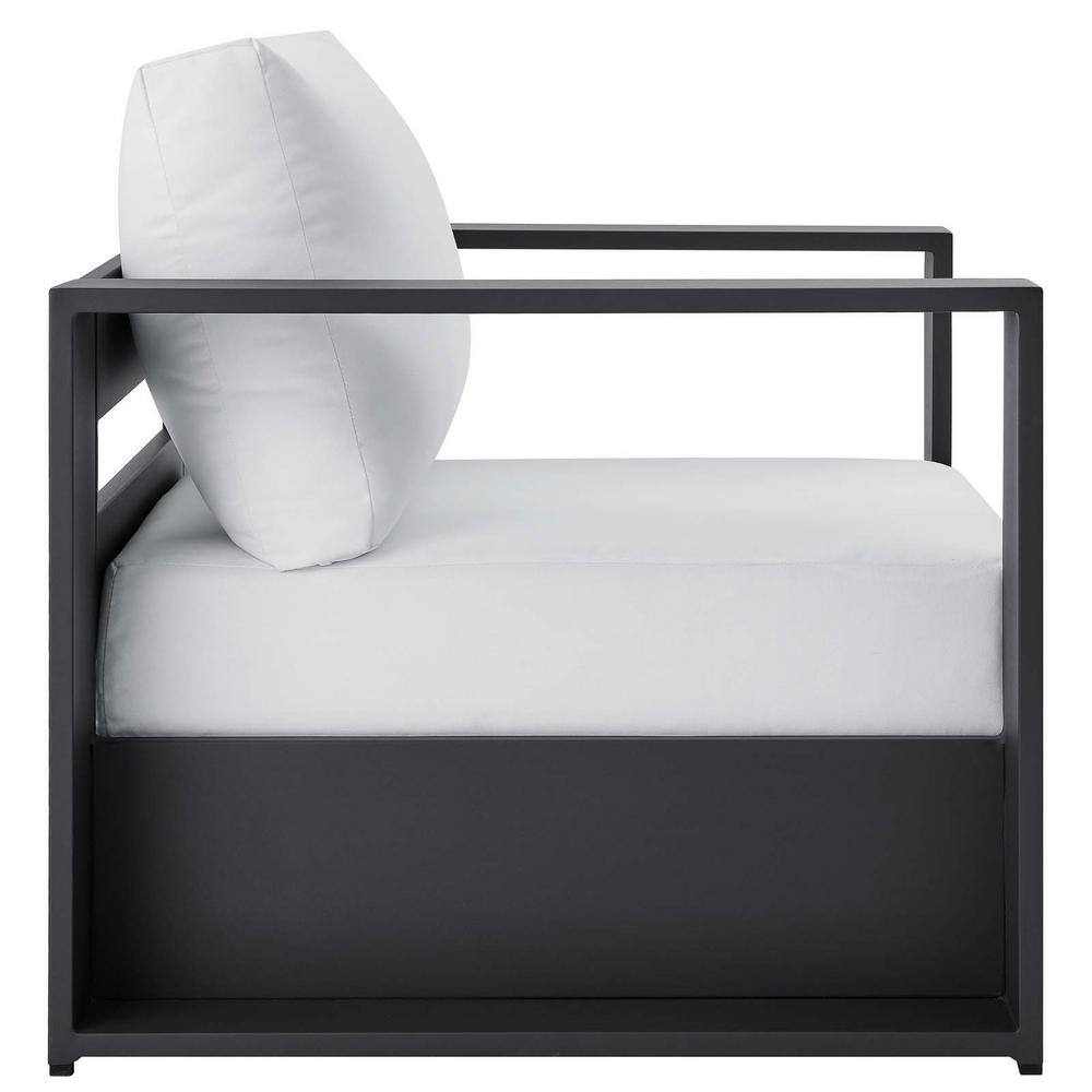 Tahoe 32'' Gray and White Powder-Coated Aluminum Outdoor Armchair