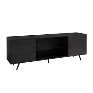 Contemporary Graphite TV Stand Fits TVs up to 85 in. with Glass Shelf