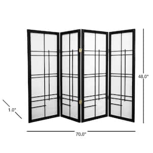 4 ft. Black 4-Panel Room Divider