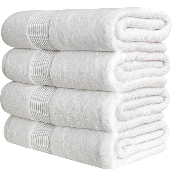 6-Piece Luxury Cotton Bath Towel Set, 56"L x 34"W - White