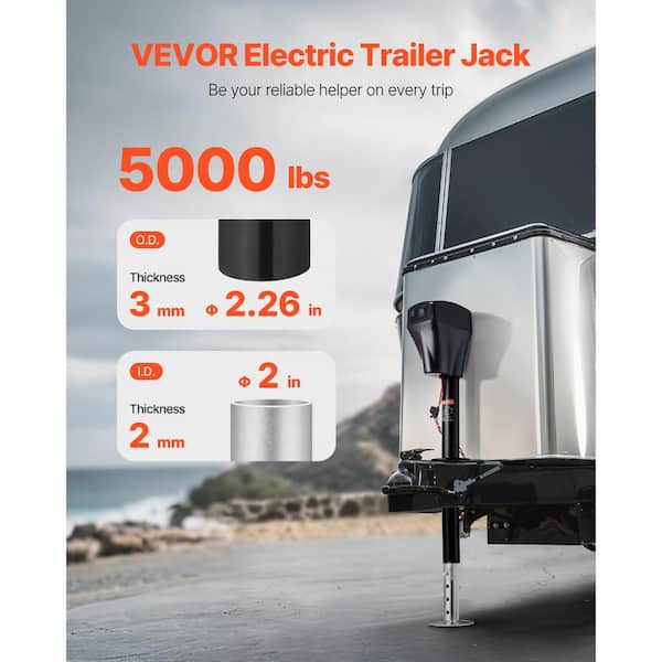 Electric Trailer Jack, 5,000 lbs., Heavy Duty RV Electric Power Tongue Jack with 2 Way Connector, Manual Crank Handle