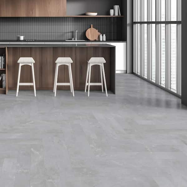 Herringbone Grandview Marble 22 MIL x 4.7 in. W x 28 in. L Click Lock Waterproof Vinyl Plank Flooring (22.3 sqft/case)