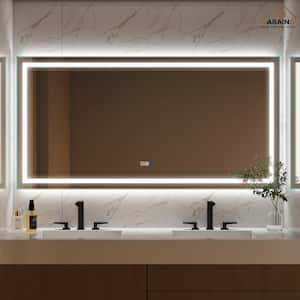 72 in.W x 36 in. H Large Rectangular Frameless LED Wall-Mounted Bathroom Vanity Mirror in Silver Ultra Bright