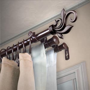 13/16" Dia Adjustable 28" to 48" Triple Curtain Rod in Cocoa with Andrea Finials