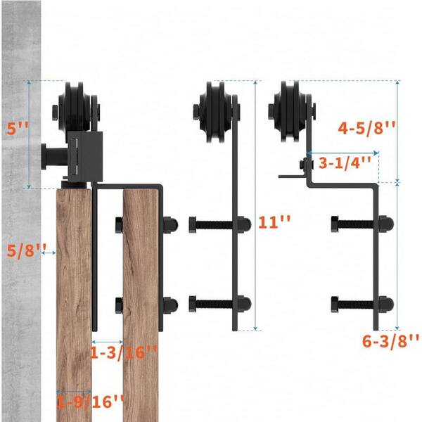 6.6 ft./79.2 in. Single Track Bypass Sliding Barn Door Hardware Kit for Double Doors Low Ceiling 6.6 ft./79.2 in. Single Track Bypass Sliding Barn Door Hardware Kit for Double Doors Low Ceiling