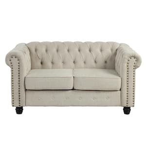 60 in. Linen Beige Couches 2-Seater Loveseat for Living Room Furniture Sets