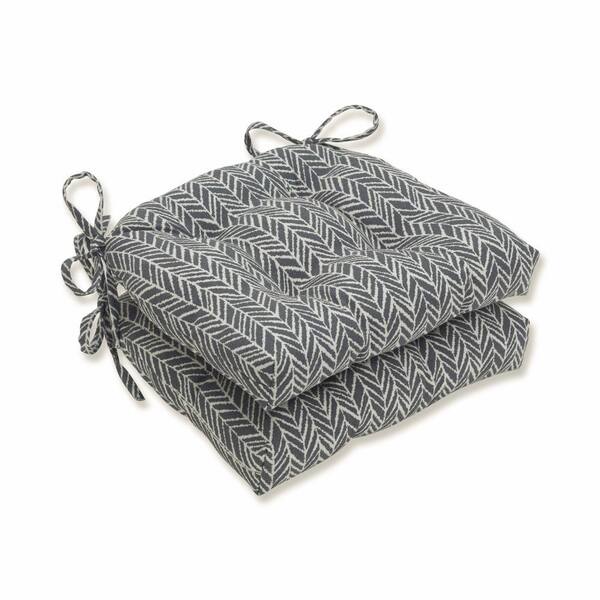 Pillow Perfect 17.5 in. x 17 in. Outdoor Dining Chair Cushion in Grey/Ivory (Set of 2)