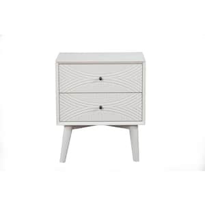 Tranquility 2-Drawer White Wood Nightstand 26 in. H x 22 in. W x 16 in. D