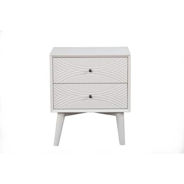 Unbranded Tranquility 2-Drawer White Wood Nightstand 26 in. H x 22 in. W x 16 in. D