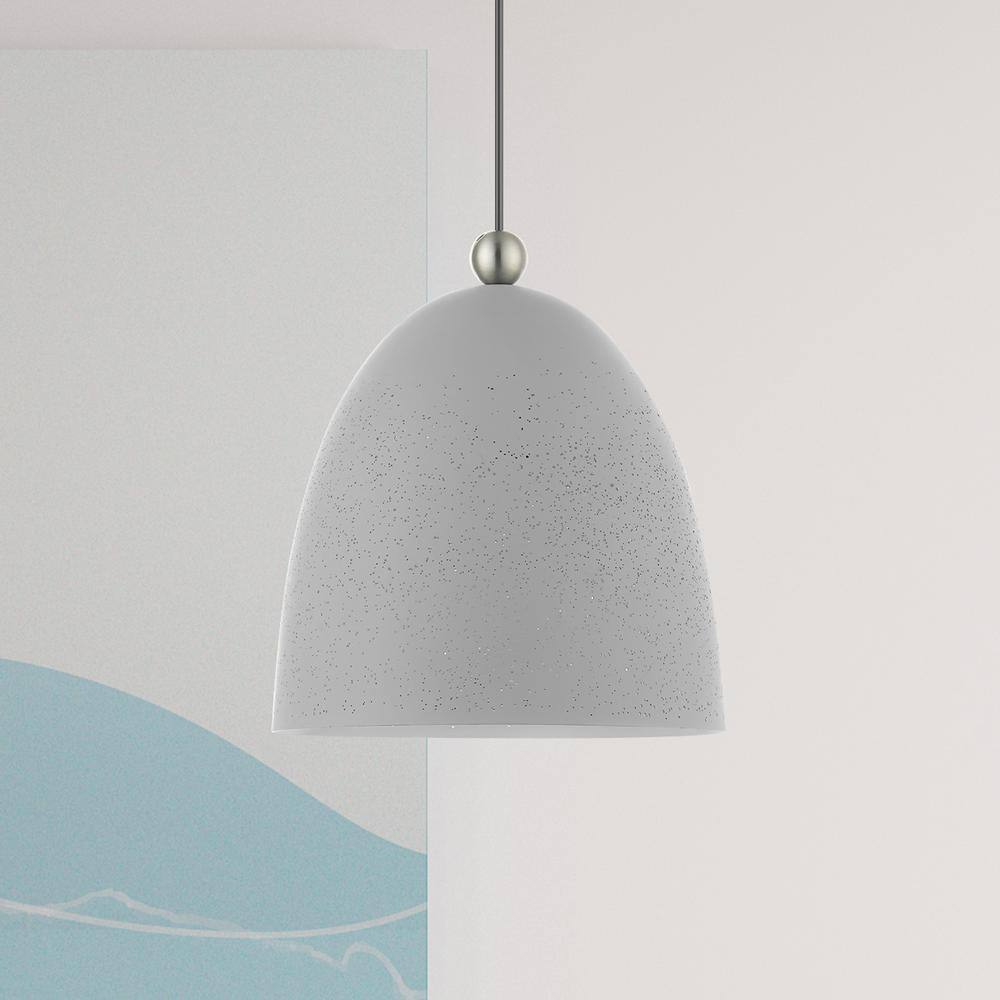Nordic Gray Crystal Pendant with Brushed Nickel Accents