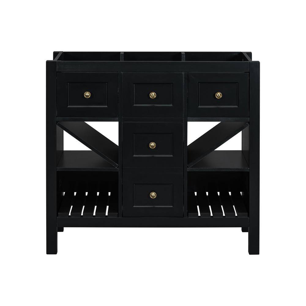 35.51 in. W x 17.87 in. D x 33 in. H Bath Vanity Cabinet without Top in Bla