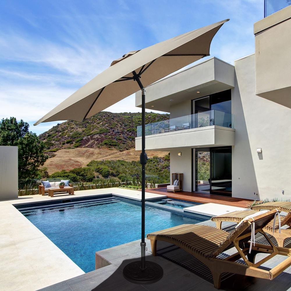 6.5 ft. Steel Crank and Tilt Square Market Patio Umbrella in Tan price history on PriceWatchPro