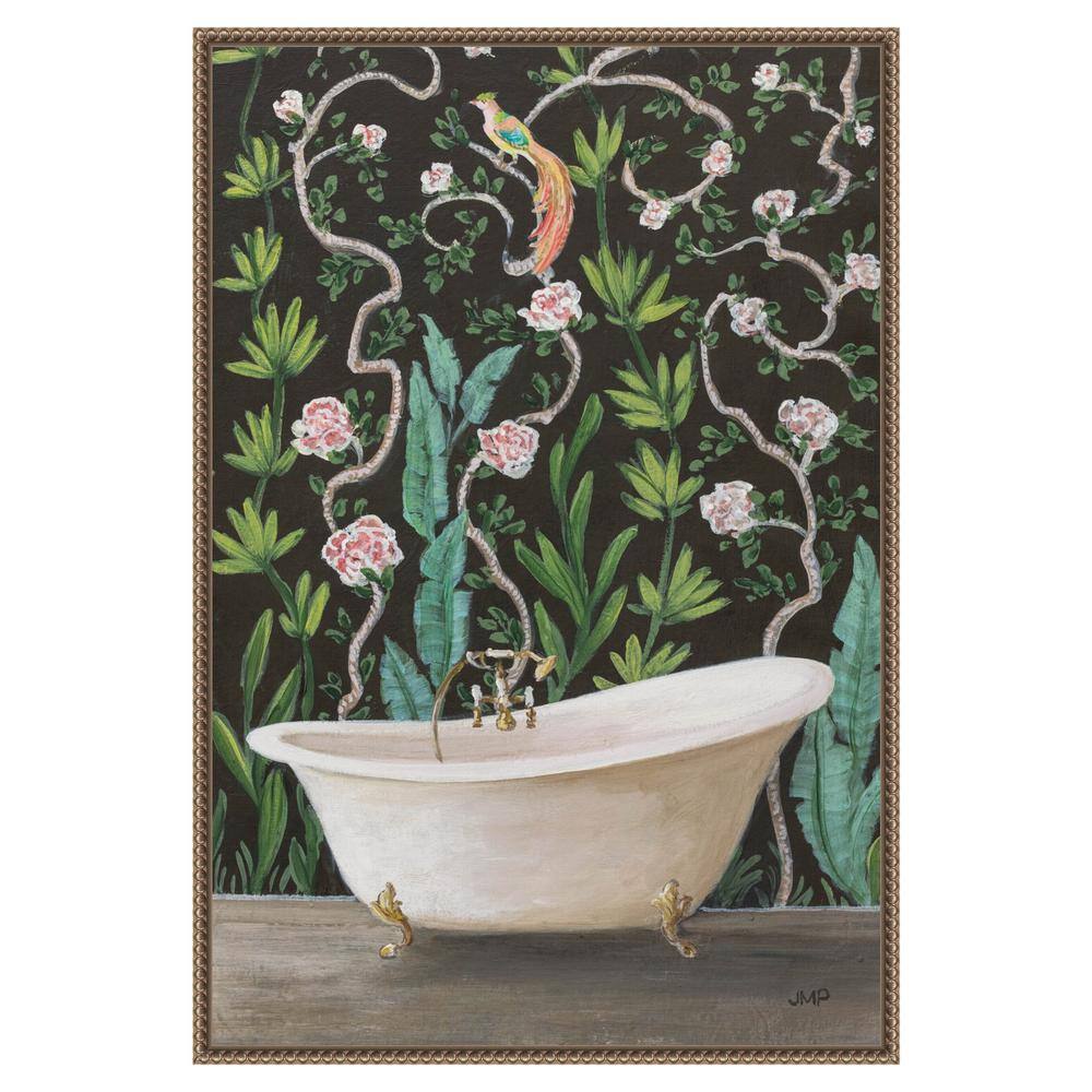 23"x33" Botanical Bath II Framed Canvas Wall Art with Bronze Frame