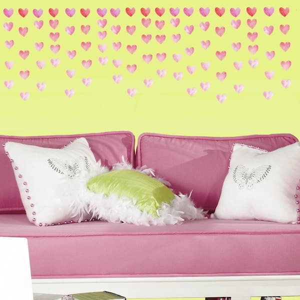 RoomMates 5 in. x 11.5 in. Watercolor Heart Peel and Stick Wall Decal