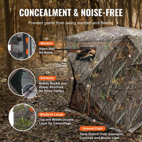 TIDEWE Hunting Blind See Through With Carrying Bag, 2-3 Person Pop Up Ground Blinds 270 Degree Portable Durable Hunting Tent For Deer And Turkey Hunting Camouflage