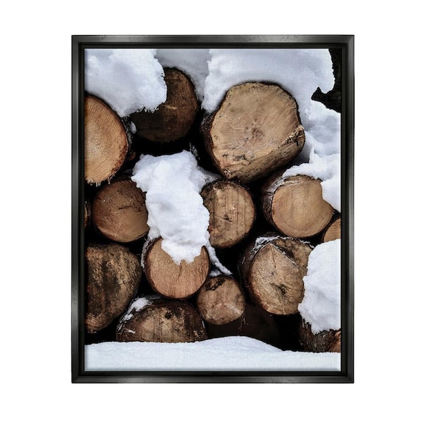 Stupell Industries Winter Snowy Logs by Incado 1 Piece Floater Frame Graphic Print Nature Poster Art Print 21 in. x 17 in.