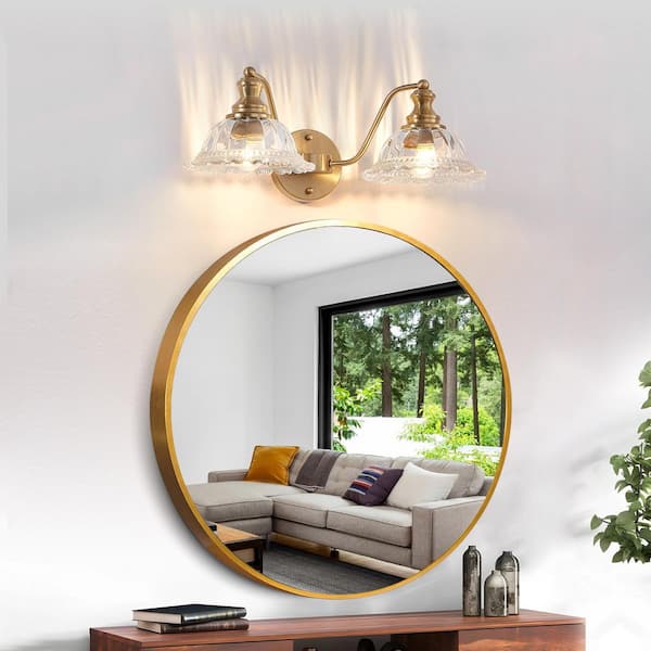 ARISKEEN 20 in. 2-Light Vintage Bathroom Wall Sconce, Gold Plating