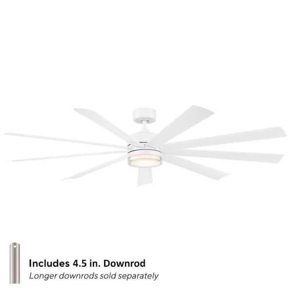 Wynd XL 72 in. Smart Indoor/Outdoor Ceiling Fan Matte White with 3000K LED and Remote Control