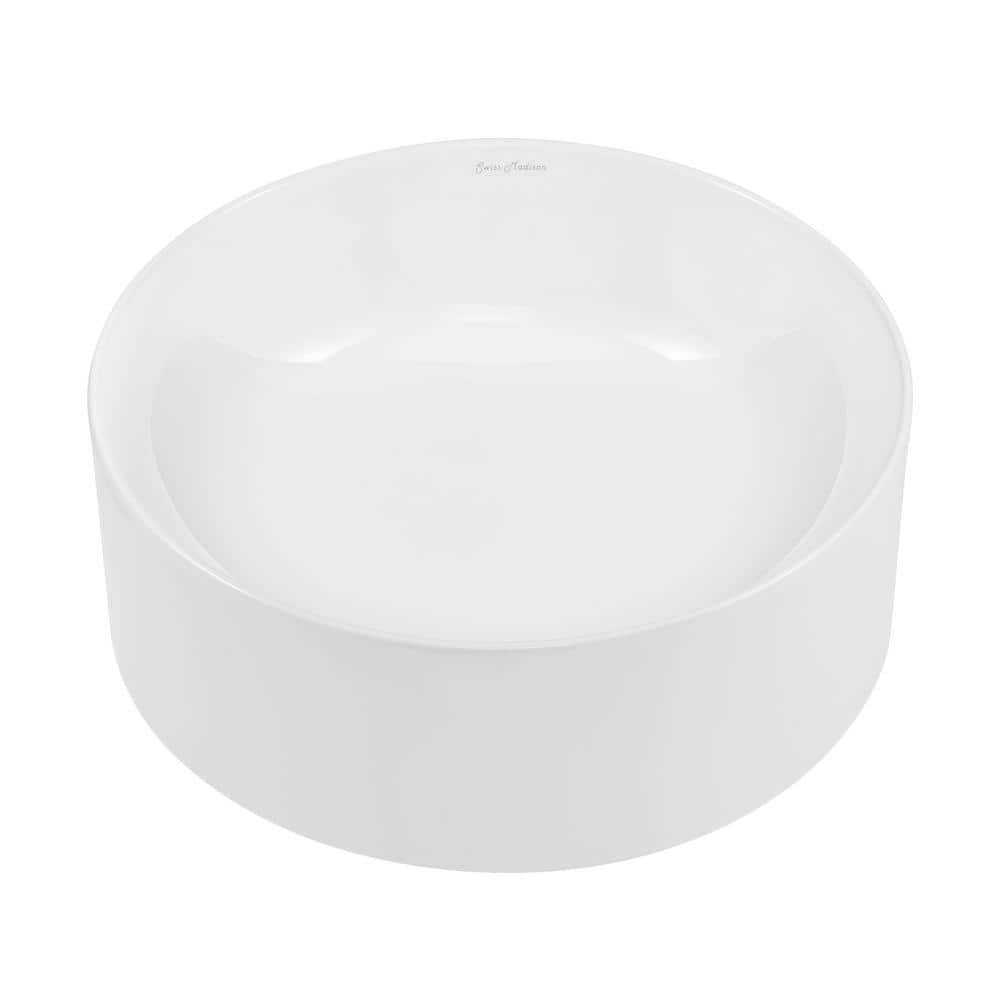 Beau 16.5" Glossy White Ceramic Round Vessel Sink