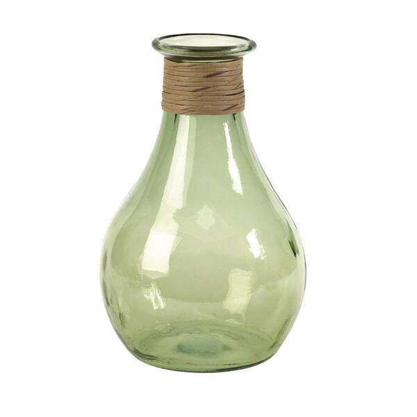 Unbranded Angelico 12.25 in. H Green Recycled Glass Vase