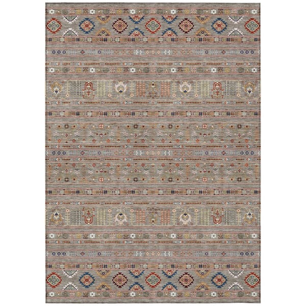 Chantille Machine Washable Indoor/Outdoor Abstract ACN2244 Taupe 8 ft. x 10 ft. Area Rug