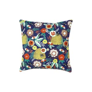 Be Kind Cornflower Twilight Square Outdoor Throw Pillow