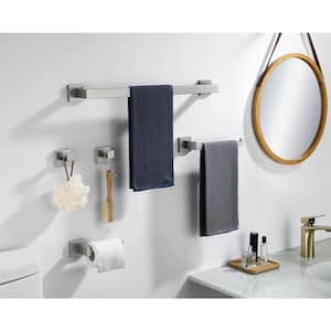 4 -Piece Bath Hardware Set with Towel Bar Hand Towel Holder Toilet Paper Holder Towel/Robe Hook in Brushed Nickel