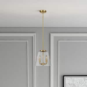 13 in. Gold Modern Gold Chandeliers, 4 Candle Lights Pendant With Clear Glass Shade Pendant for Living Room, Kitchen