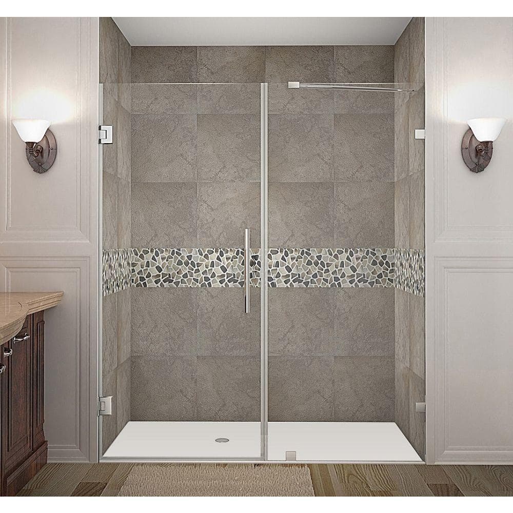 Nautis 67" x 72" Frameless Clear Glass Hinged Shower Door