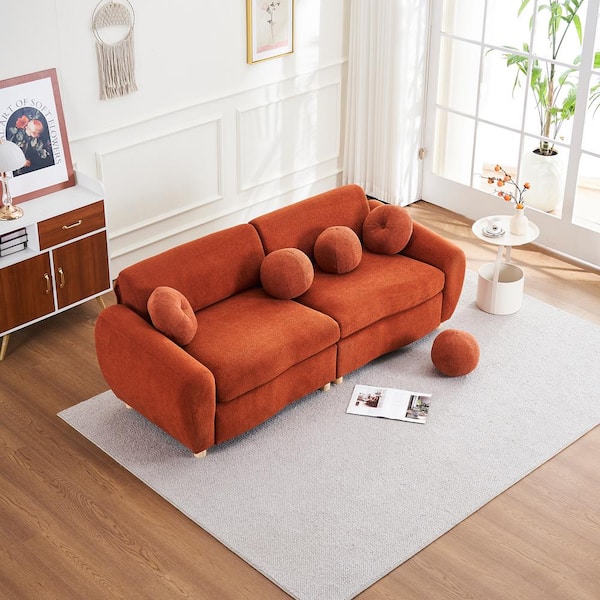 Z-joyee 84.6 in Wide Round Arm Chenille Rectangle Modern