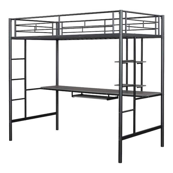 Arthur Black Twin Over Workstation Loft Bed with Built-In Keyboard Tray
