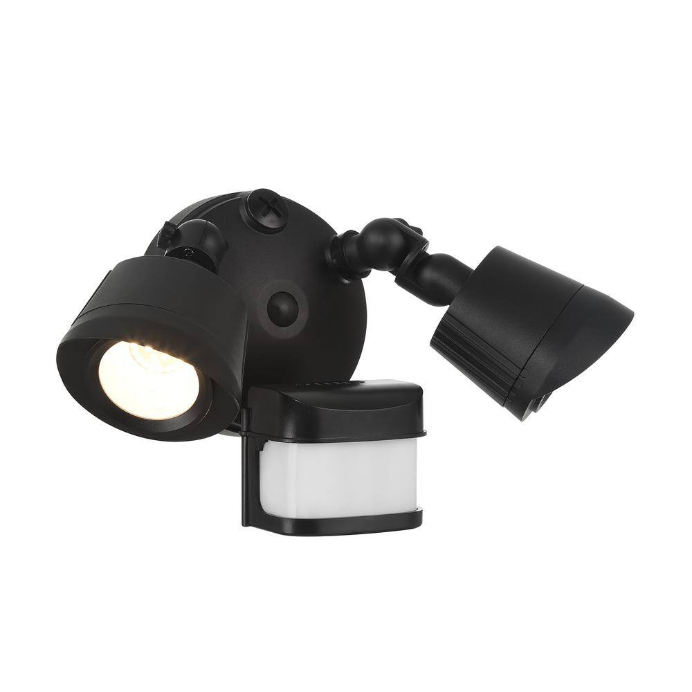 Black Dual Head LED Motion Sensor Security Flood Light