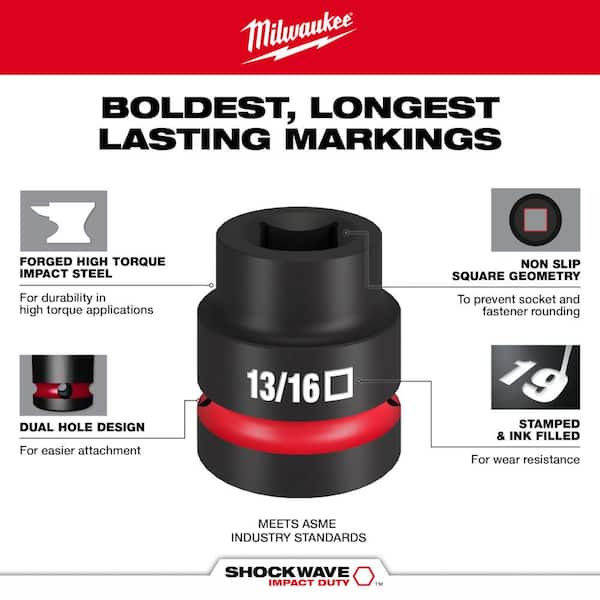Milwaukee SHOCKWAVE Impact Duty 1 in. Drive 13/16 in. Standard 4 