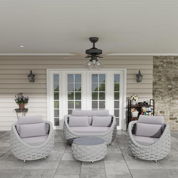 TWT 4-piece Gray Aluminum Outdoor Sectional Set Waterproof Patio