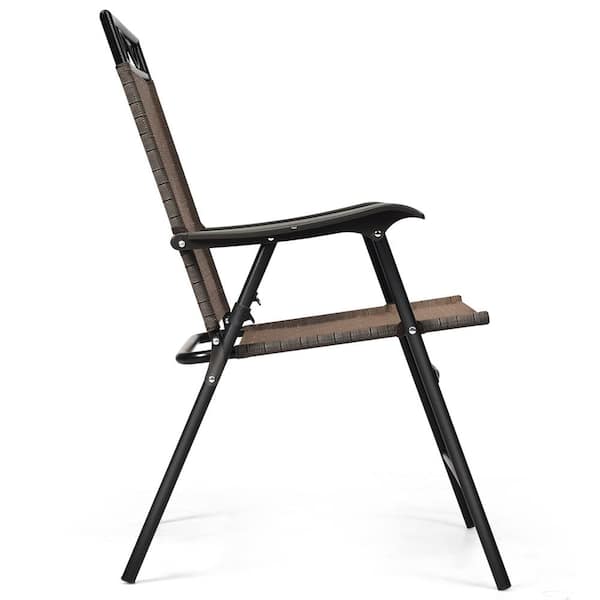 Black Folding Portable Metal Outdoor Dining Chair (4-Pack)